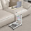 C Shaped Sofa Side Table,56-76cm Height Adjustable Bed Side Table,Coffee Snack Table for Living Room,Bedroom (White Maple) 4