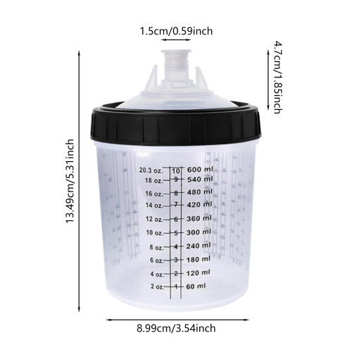 Disposable Spray Cup System 50 Pack 600ml ABS with Lids for HVLP 1