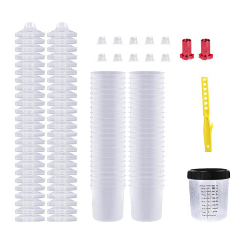 Disposable Spray Cup System 50 Pack 600ml ABS with Lids for HVLP 2
