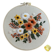 (Calligraphy) Hand Embroidery Kit with Embroidery Hoop Thimble Personalized Crafts Decoration for Beginners