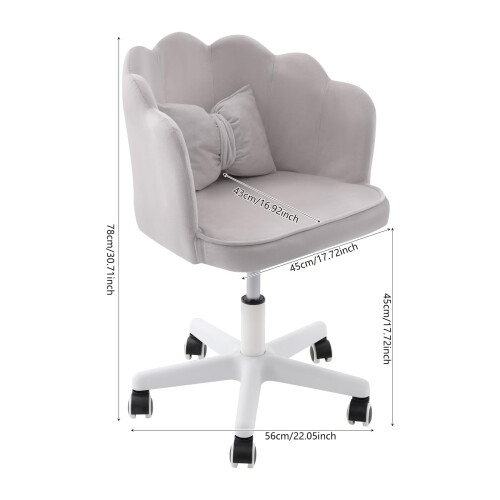 Swivel Vanity Chair with Wheels, Adjustable Height, Grey 2