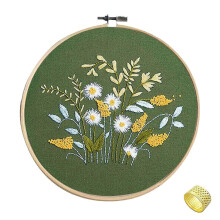 (Green) Hand Embroidery Kit with Embroidery Hoop Thimble Personalized Crafts Decoration for Beginners