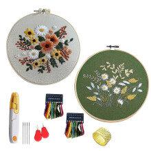 (2 Pieces) Hand Embroidery Kit with Embroidery Hoop Thimble Personalized Crafts Decoration for Beginners