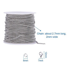 Metal Chain Necklace Accessories Kit Crafting Silver Color 1000X0.2X0.5Cm Size 1Set