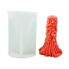 (D350) Carved Cylinder Candle Mold for DIY Candle Gypsum Ornaments Home Decor Birthday Gift, Non Stick Easy to Demold