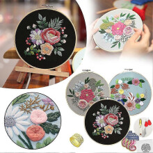(Zhuhua) Hand Embroidery Kit with Embroidery Hoop Thimble Personalized Crafts Decoration for Beginners