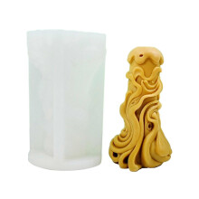 (D349) Carved Cylinder Candle Mold for DIY Candle Gypsum Ornaments Home Decor Birthday Gift, Non Stick Easy to Demold