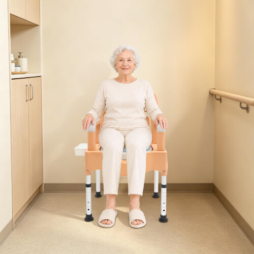 Adjustable Commode Chair 250Kg Toilet Seat with Armrests 1