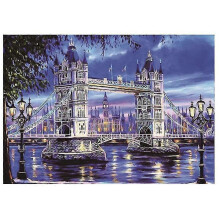 30x40cm Adulte Enfants 5D DIY Diamant Art Peinture Ensemble - City Bridge Night Scene, Plein Diamant Broderie Artisanat, Toile Cristal Strass Pein