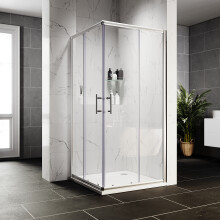 (800x800x1850mm) ELEGANT Silver Shower Enclosure Corner Entry Double Sliding Door Left And Right Installation With Shower Tray