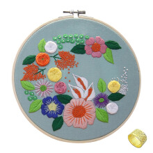 (Caiping) Hand Embroidery Kit with Embroidery Hoop Thimble Personalized Crafts Decoration for Beginners