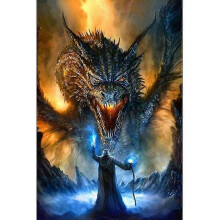 30x40 cm 5D Peinture Diamant DIY Complet,Le sorcier du dragon volant DIY Diamond Strass Toile Point de Croix Painting par Numro pour Dcoration Mu