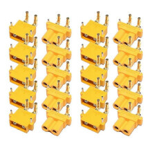 10 pares de conectores XT30PW ESC Motor PCB PCB, Banana macho dorado, XT30, conector en ángulo recto, modo RC, amarillo