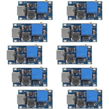 10 módulos elevadores de voltaje ajustables MT3608, regulador de voltaje tipo C, 2V-24V, 5V-28V, 2A, DC-DC, color azul.