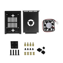 Carcasa protectora metálica con ventilador de refrigeración y disipadores de calor de aluminio para Orange Pi 5 Pro / Orange Pi 5 Max