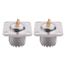 conectores coaxiales UHF SO-239 hembra con cabeza cuadrada para soldar, compatibles con radioaficionados, tono plateado.