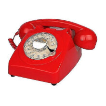 Teléfonos fijos retro antiguos Naiwang con dial giratorio, teléfono con cable clásico, timbre metálico, rellamada, color rojo.