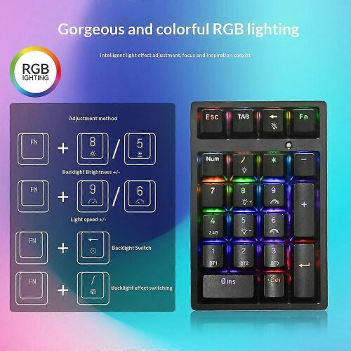 K18 21 Keys RGB Mechanical Numpad Bluetooth-compatible 3-Mode Wireless Keyboard Black 2