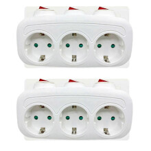 Regleta multifuncional con 3 interruptores individuales, convertidor de corriente portátil con enchufe europeo.
