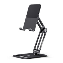 Soporte ajustable para teléfono móvil de escritorio, soporte plegable antideslizante para tabletas de 5 a 14 pulgadas, color negro.