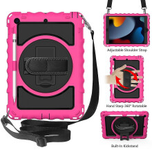 Funda para iPad 10.2 giratoria de 360 grados con soporte para lápiz, base a prueba de golpes y resistente, color rosa intenso.