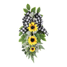Ghirlanda di girasoli per la porta d'ingresso, ghirlanda di benvenuto per interni, ideale per le festività in soggiorno.