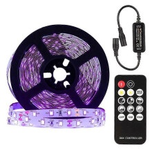 Tira de luz UV de 10 m, luz negra, control remoto, 395 nm, 600 LED, 12 V/3 A, ideal para fiestas, pintura corporal y dormitorios.