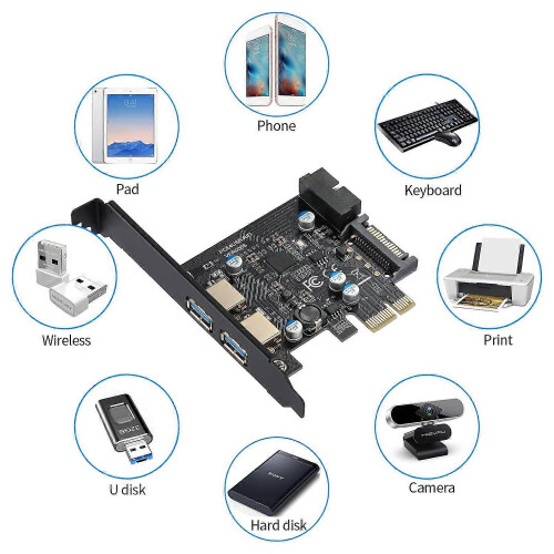 PCI-E-zu-USB-3.2-Adapterkarte, 5 Gbit/s PCI Express (PCIe) 2