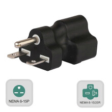 Adaptador convertidor de corriente con enchufe 6-15P a conector 6-15/20R macho a hembra