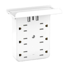 Enchufe múltiple con luz nocturna, extensor de enchufes 10 en 1 para montaje en pared, organizador de escritorio para el hogar/oficina.