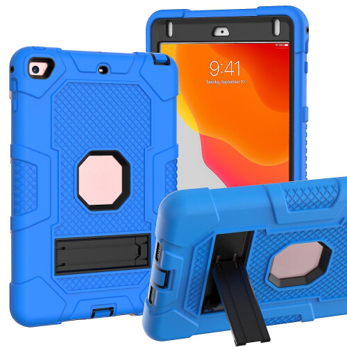 Custodia con supporto per iPad Mini 5/4, blu scuro e nero.