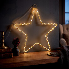 GEEZY LED Star Light Gold Metal Wire 30cm Battery Powered Warm White Indoor Xmas Gift