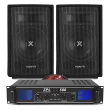 2x Vonyx 8" PA Speakers + Amplifier + Cables House DJ System 800 Watt UK Stock