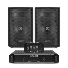 Vonyx SL8 8" Passive DJ Speakers with Mixer & SPL400 Amplifier - 800W Sound