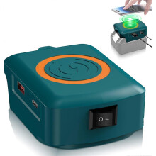 Adaptador de cargador Makita para batería de 18 V, adaptador de carga de 15 W máx. para iPhone con puertos de carga rápida USB C y 2.1 A.