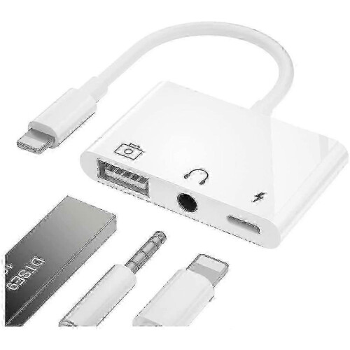 Lightning to USB Female Adapter for iPhone X, Enables Simultaneous Charging and Audio