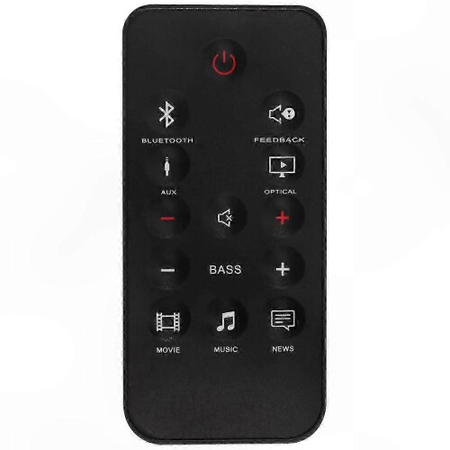 Wireless Remote for Soundbar System Controller in Black
