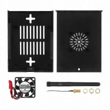 Ventilador de carcasa, sistema de refrigeración activa y pasiva y disipadores de calor para placa Orange Pi 5 Max (negro)