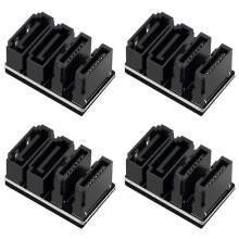 4Pcs Double SATA 7Pin Female Double 7Pin Male 180 Degree Angled Adapter SATA Adapter SSD HDD Black