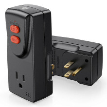 GFCI Adapter 15A 3 Prongs Grounded, Plug-in Ground Fault Circuit Protect Electric US Plug Black