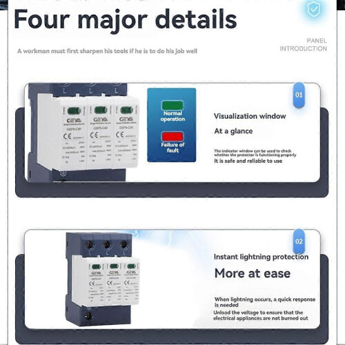 GEYA GSP9 3P SPD DC1000V House Surge Protector Protective Arrester Device Solar PV System Lightning 1