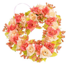 Guirlande artificielle en forme de cœur, couronne de fleurs rouges suspendues pour la décoration