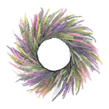 Grande couronne de lavande artificielle de 50 cm, style champĂŞtre, multicolore, pour porte, mur ou mariage.