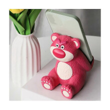 Supporto per cellulare a forma di orso, cartone animato Dirty Bear, supporto per tablet pigro, supporto per telefono rosa e bianco