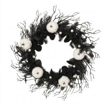 Couronne d'Halloween automnale avec citrouilles blanches pour décor de fête en extérieur