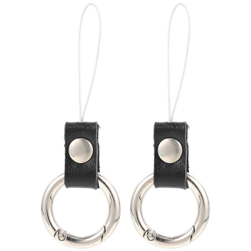 Cell Phone Strap Rings Black Metal Phone Rings for Grip 2Pcs