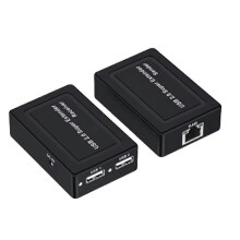 Câble réseau Cat5e/Cat6 100 m, 2 ports USB 2.0 via RJ45, compatible webcam, souris et imprimante, prise UE, noir