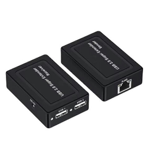 100M 2 Ports USB 2.0 Via RJ45 Cat5e Cat6 Network Cable Webcam Camera Mouse Printer EU PLUG Black