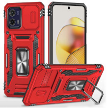 Für Motorola Moto G73 5G Armor Series PC + TPU Handyhülle mit Ständer und Schiebekameraschutz