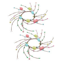 Couronnes de Pâques pour bougies piliers (2 pièces) - Anneaux de bougies artificielles